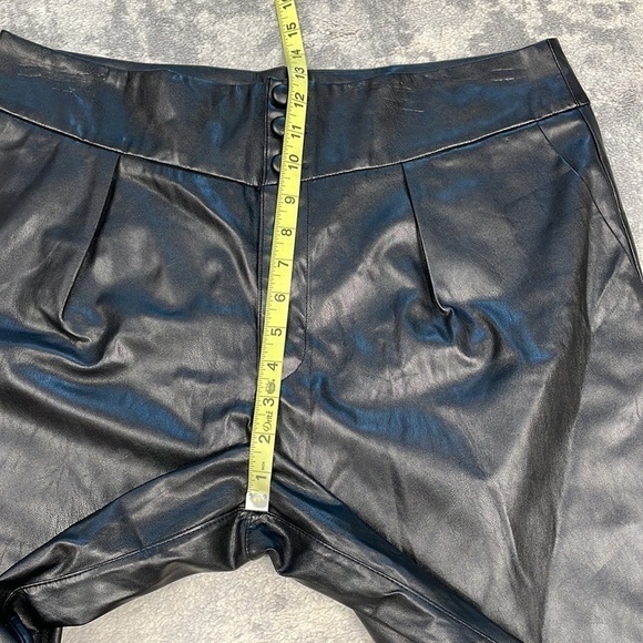 New Paige Jazz Black Vegan Faux Leather Pants High Rise Straight Leg Sz 12 - Picture 9 of 14